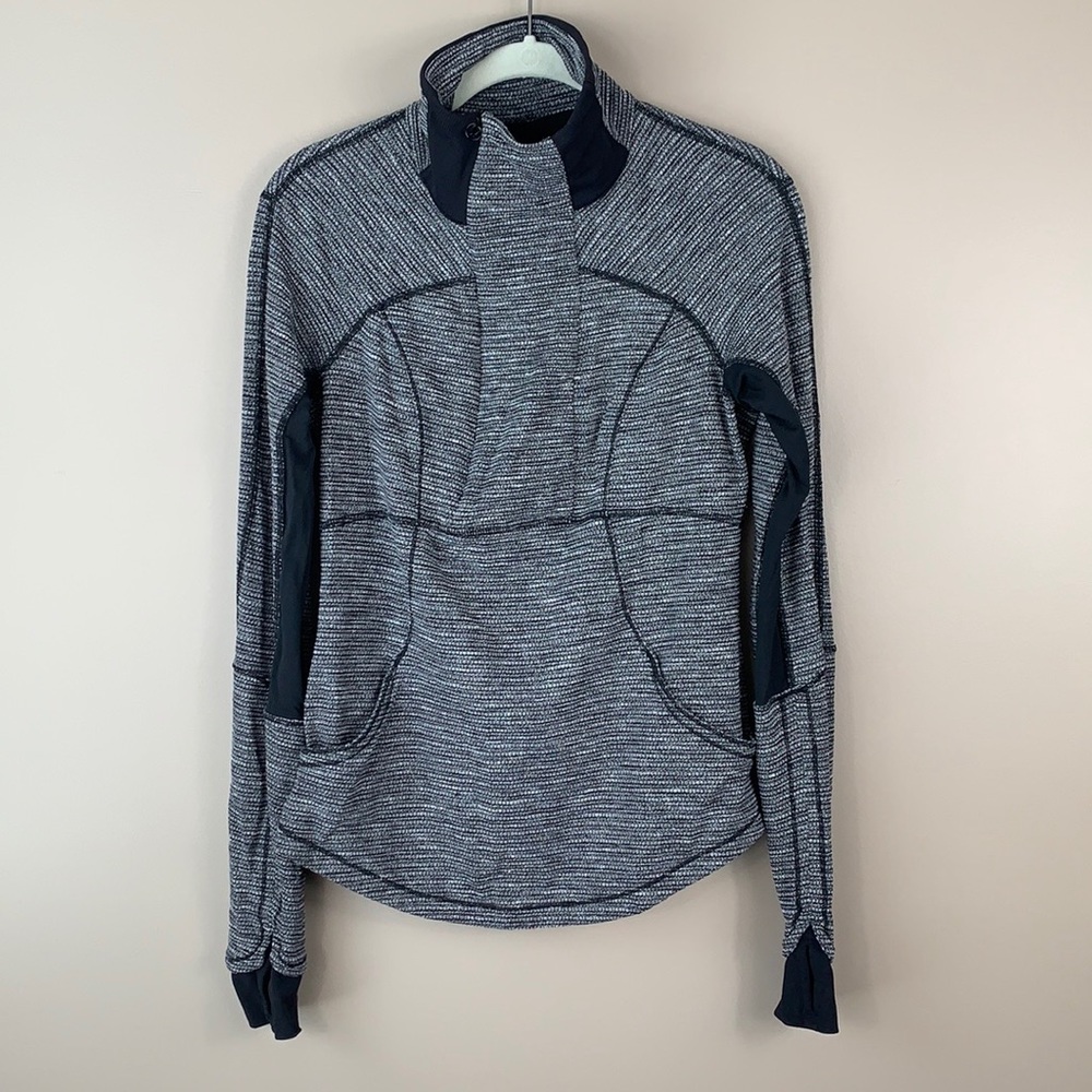 Lululemon heathered black gray long sleeve 1/4 zip top sz 8